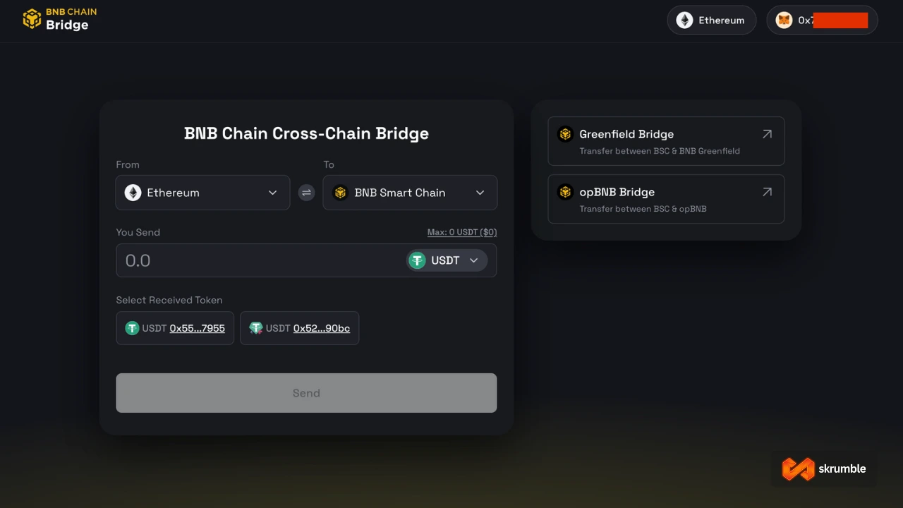 BNB chain bridge interface