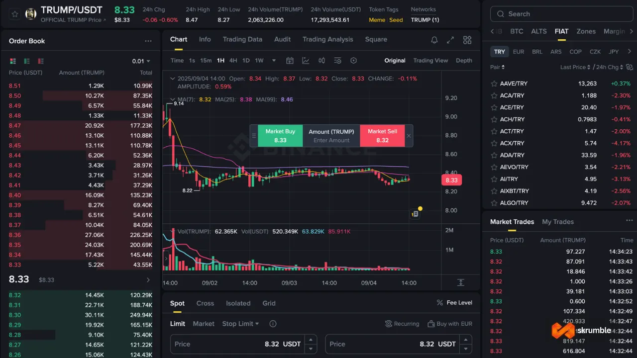 Binance trading platform interface
