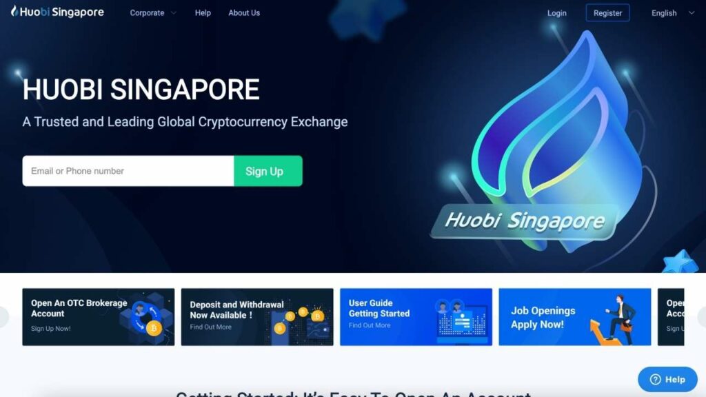 Huobi Singapore Home Page