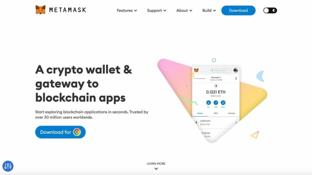 Metamask wallet home page